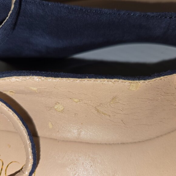 Franco Sarto L-Alex Women's Blue Suede Pointed Toe Ankle Strap Flats Size 6.5M - Picture 7 of 7